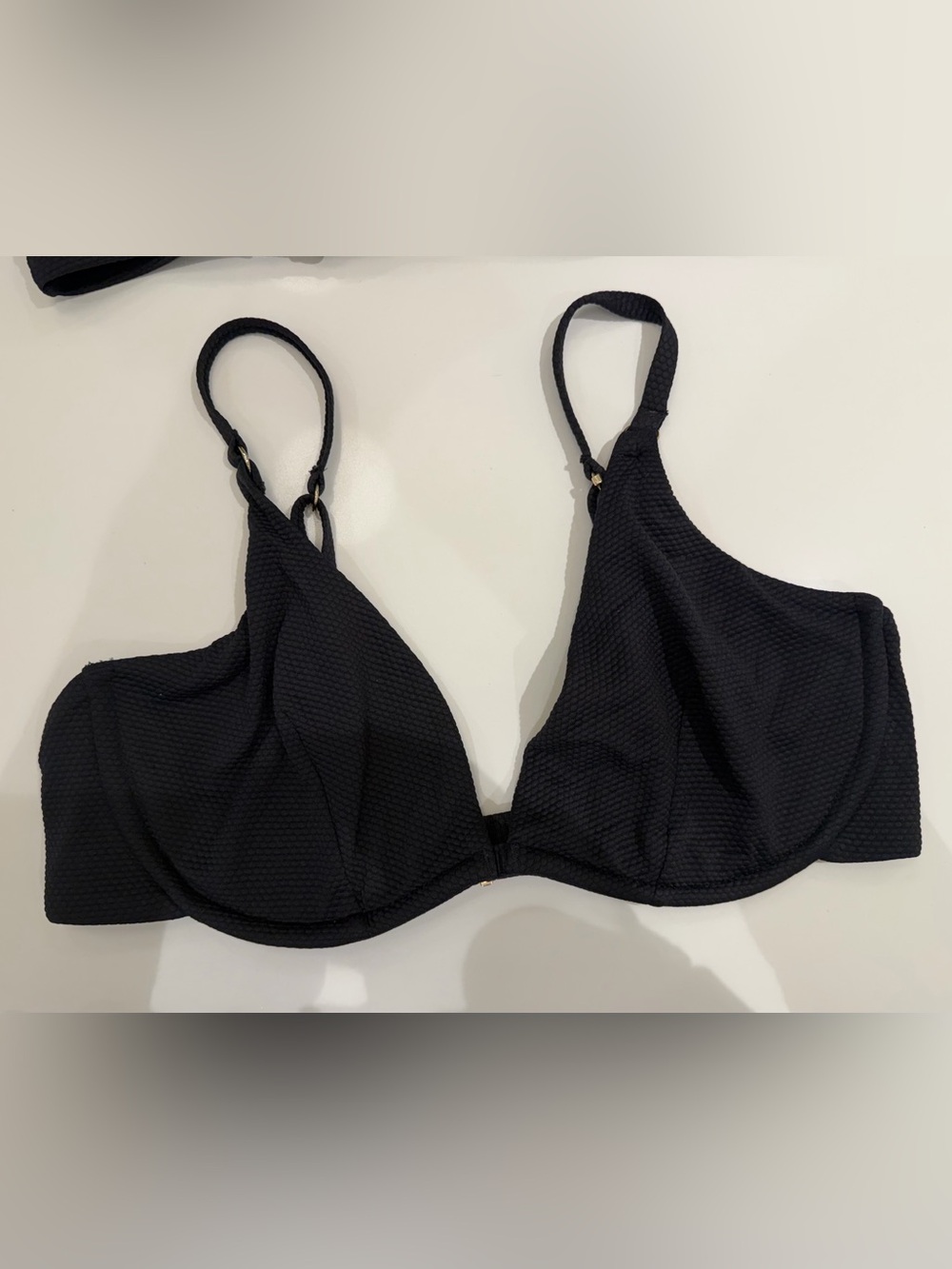 Maxswim Ryan Textured Underwire Bikini Top 38DD/E Black Pique